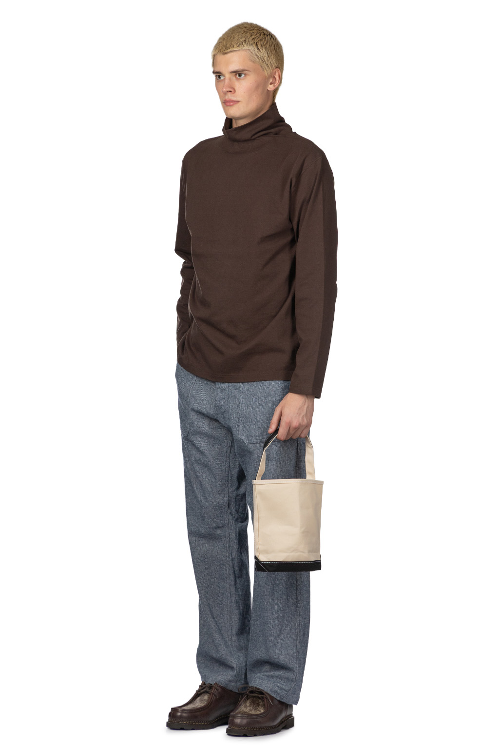ts(s) - Open end Yarn Cotton Jersey Turtle Neck Shirt - Brown